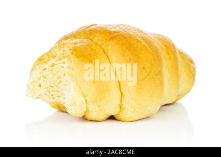 One whole sweet golden mini croissant isolated on white background Stock Photo