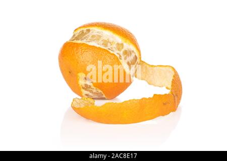 One whole fresh orange mandarin isolated on white background Stock Photo