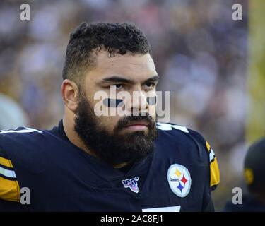 Pittsbugh, United States. 01st Dec, 2019. Pittsburgh Steelers defensive end Cameron Heyward (97) on the sidelines of the 20-13 Steelers win against the Cleveland Browns at Heinz Field in Pittsburgh on Sunday, December 1, 2019. Photo by Archie Carpenter/UPI Credit: UPI/Alamy Live News Stock Photo