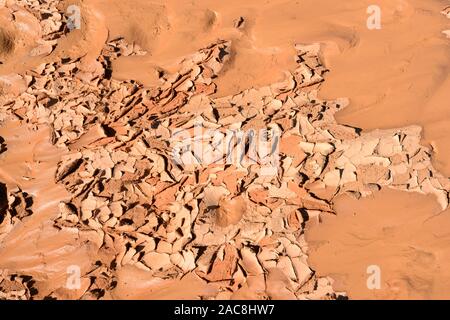 Dried and cracked mud patterns during a drought in the Australian Outback, Milparinka, New South Wales, NSW, Australia Stock Photo