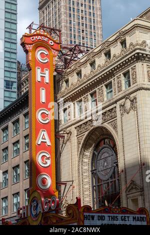 Chicago Theatre Sign, Chicago, USA Stock Photo