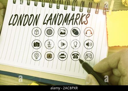 Handwriting text writing London Landmarks. Conceptual photo most iconic ...