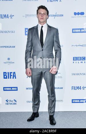 London, UK. 1st Dec 2019. George MacKay attends the 22nd British Independent Film Awards at Old Billingsgate on December 01, 2019 in London, England. Credit: Picture Capital/Alamy Live News Stock Photo