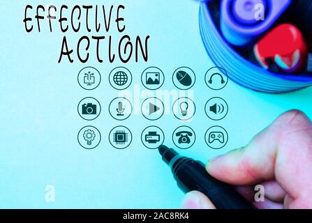 Handwriting text Effective Action. Conceptual photo producing the intended purpose or expected result Stock Photo