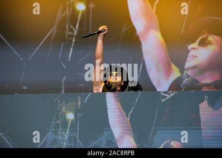 EDM Star Timmy Trumpet during his Headline Performance at Belsonic 2018, Belsonic Festival, Belfast, United Kingdom Stock Photo