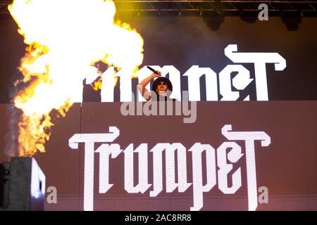 EDM Star Timmy Trumpet during his Headline Performance at Belsonic 2018, Belsonic Festival, Belfast, United Kingdom Stock Photo