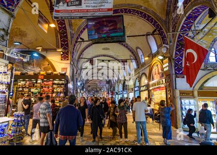 Shops inside Grand Bazaar in Istanbul, Turkey, one of the largest and oldest covered markets in the world Stock Photo