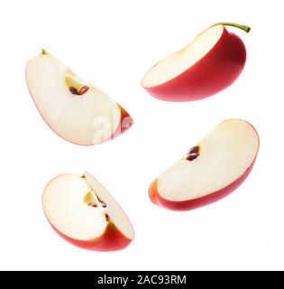 Different angle of slices red apple isolated on white background Stock Photo