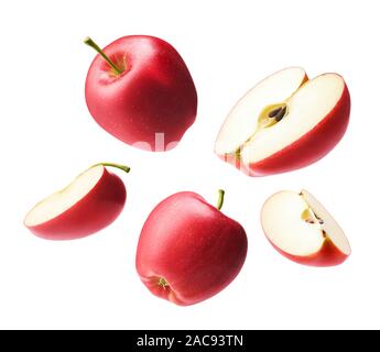 Set of red apple isolated on white background Stock Photo