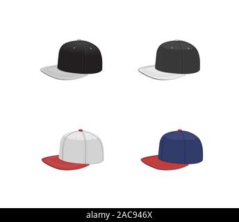 Baseball cap. hip hop design hat set. isolated vector illustration Stock Vector