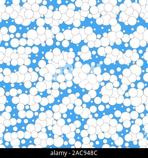 White rounds clouds on skyblue background, vector seamless pattern texture Stock Vector
