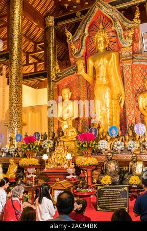 New Year's Eve inside temple in Chiang Mai, Thailand Stock Photo