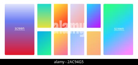 Vibrant and smooth gradient soft colors for devices, pc and modern smartphone screen backgrounds set vector ux and ui design illustration Stock Vector