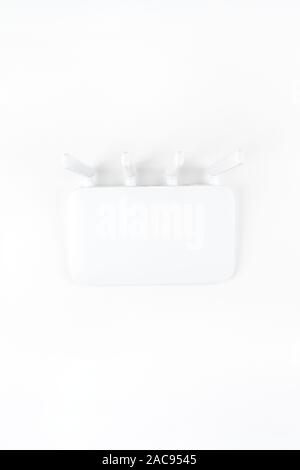 WiFi Router top view. Studio shot of white wireless router modem ...