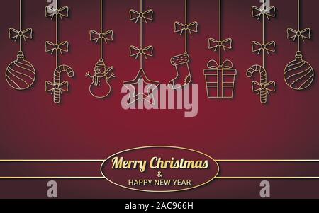 Christmas hanging ornaments background Stock Vector