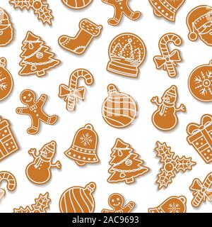 Vector Christmas seamless pattern with gingerbread cookies Stock Vector