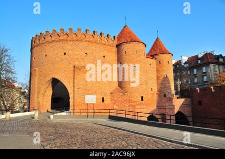 Warsaw Barbican (barbakan) semicircular fortified outpost in old . Stock Photo