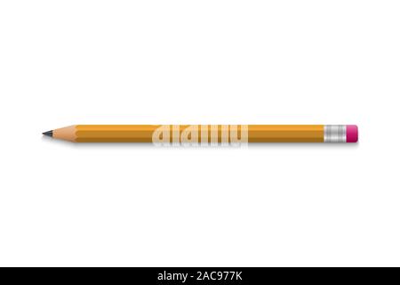 Realistic school pencil  with rubber band mock up Stock Vector