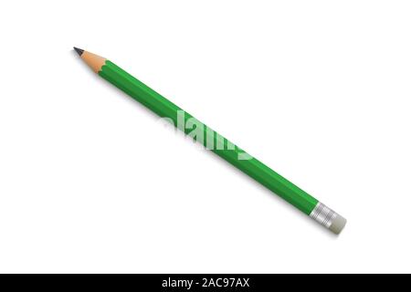 Realistic school pencil  with rubber band mock up Stock Vector