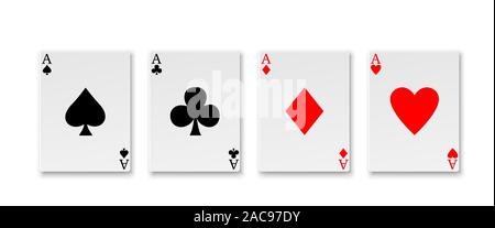 Set of vector ace playing cards . Template for your design Stock Vector