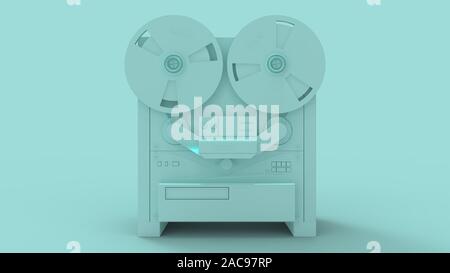 Musical concept. Retro reel-to-reel tape recorder with music notes