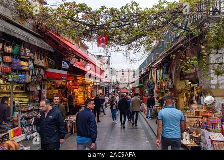 People shopping at the local markets around Grand Bazaar in Istanbul, Turkey Stock Photo