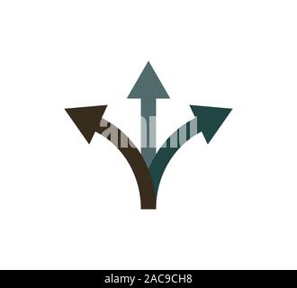 Arrow, three way, direction icon. Vector illustration, flat design Stock Vector