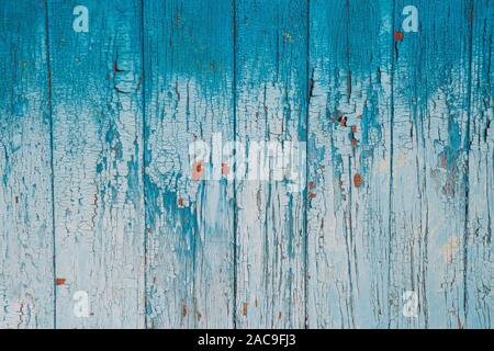 Aged Natural Old Blue Color Obsolete Wooden Board Background. Grungy Vintage Wooden Surface. Painted Obsolete Weathered Texture Of Fence. Stock Photo