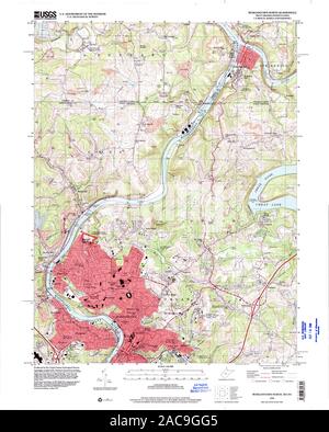 USGS TOPO Map Pennsylvania WV Morgantown North 701086 1994 24000 Restoration Stock Photo