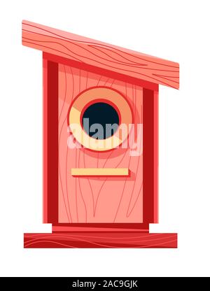 Nesting box or birdhouse isolated icon, birds feeder Stock Vector