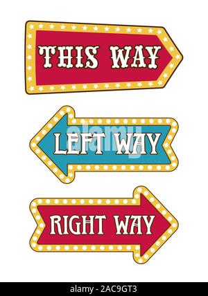 Way arrow pointer isolated icon, direction signboard Stock Vector