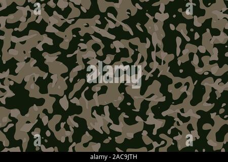 Military camouflage background, dark green with light and very light brown spots Stock Photo