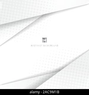 Abstract geometric white and gray background with halftone dot pattern texture. Vector illustration Stock Vector