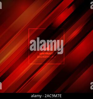 Abstract red color light diagonal line technology concept on black background. Vector illustration Stock Vector