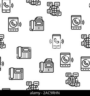 Voip Calling System Seamless Pattern Vector Stock Vector