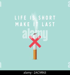 Inspiring Quotes About Quitting Smoking. World No Tobacco Day. Stock Vector