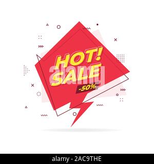 Hot sale trendy flat geometric banner. Hot sale label in Memphis design style. Stock Vector