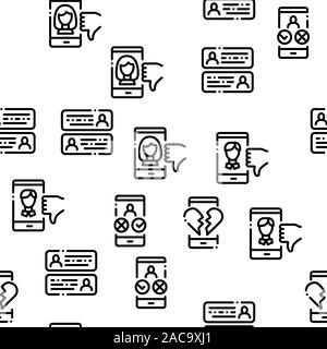 Dating App Seamless Pattern Vector Stock Vector