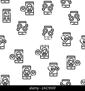 Dating App Seamless Pattern Vector Stock Vector