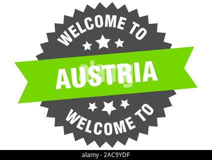 Austria sign. welcome to Austria green sticker Stock Vector