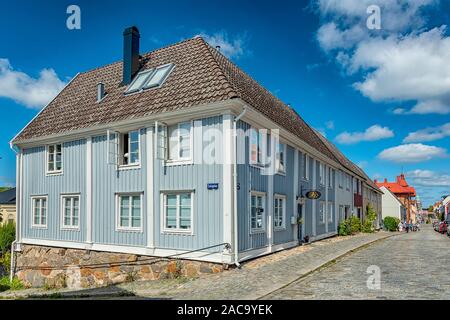 KARLSHAMN, SWEDEN - AUGUST 24, 2019: A typical street view from the Swedish town of Karlshamn. Stock Photo