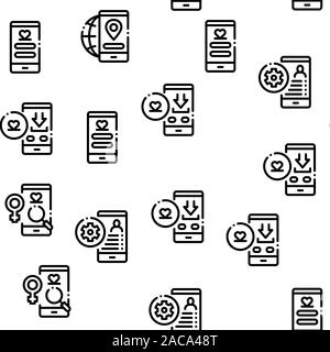 Dating App Seamless Pattern Vector Stock Vector