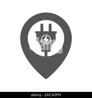Electric charging point. Map pointer, location of charge station. Electric Pin Icon Logo Design Element. EPS 10. Stock Vector