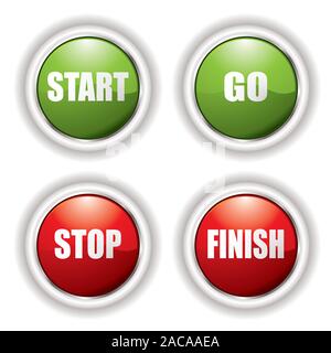 Start Green Button and Stop Red Button on White Background 3D Illustration  Stock Photo - Alamy