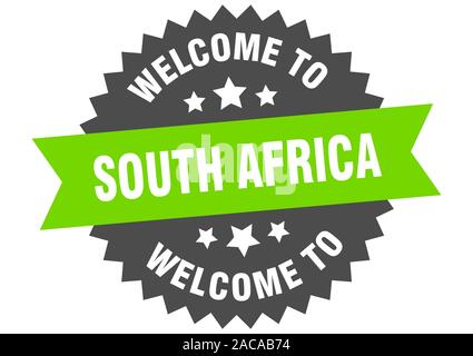 South Africa sign. welcome to South Africa green sticker Stock Vector