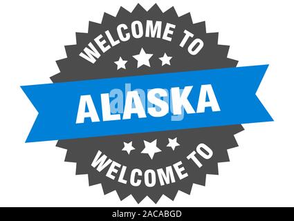 Alaska sign. welcome to Alaska blue sticker Stock Vector