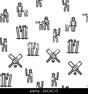Cricket Game Seamless Pattern Vector Stock Vector