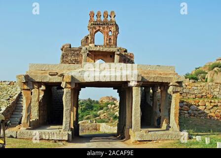 Temple ruin in Hampi Bazar, South India Stock Photo