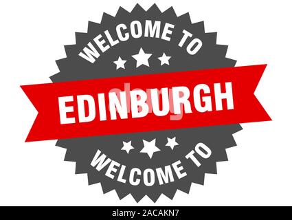 Edinburgh sign. welcome to Edinburgh red sticker Stock Vector