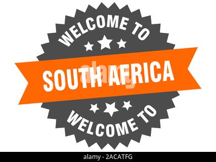 South Africa sign. welcome to South Africa orange sticker Stock Vector